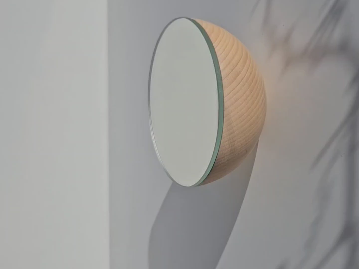 Round Beech Wood Wall Mounted Mirror Coat Hook