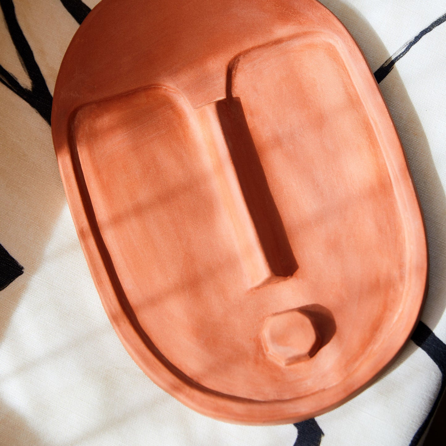 Ceramic Decorative Wall Mask - Terracotta Orange