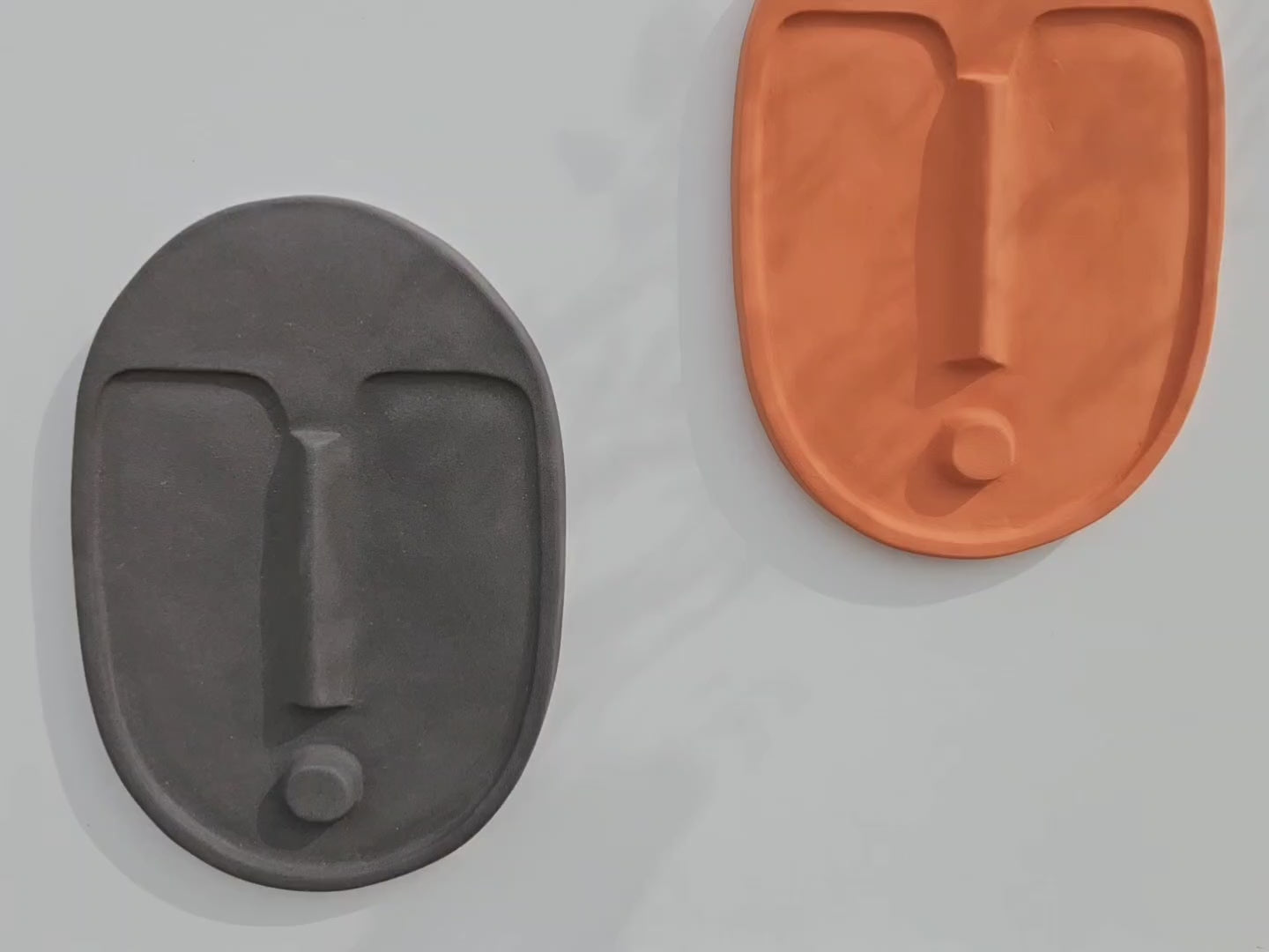 Ceramic Decorative Wall Mask - Terracotta Orange