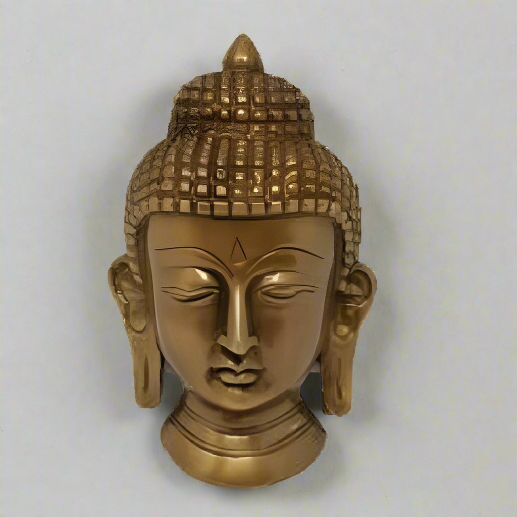Buddha Solid Brass Mask  Wall Hanging 5.5"