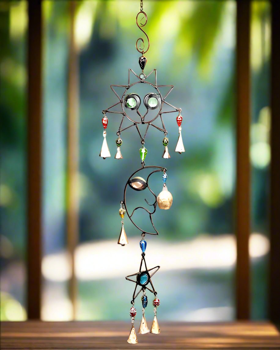 Celestial Sun and Moon Chime with  Beads